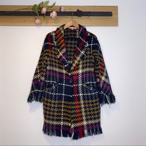 Vilagallo Tweed Fringe Coat